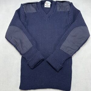 The Woolly Pully Sweater Mens Large Blue Wool V Neck Commando Army Military 44